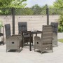 Conjunto de Comedor de Jardín con cojín 5 pcs Gris Poliratán