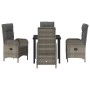 Conjunto de Comedor de Jardín con cojín 5 pcs Gris Poliratán