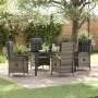 Conjunto de Comedor de Jardín con cojín 5 pcs Gris Poliratán