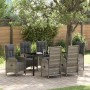 Conjunto de Comedor de Jardín con cojín 7 pcs Gris Poliratán