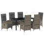 Conjunto de Comedor de Jardín con cojín 7 pcs Gris Poliratán