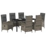 Conjunto de Comedor de Jardín con cojín 7 pcs Gris Poliratán