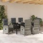 Conjunto de Comedor de Jardín con cojín 7 pcs Gris Poliratán