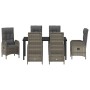 Conjunto de Comedor de Jardín con cojín 7 pcs Gris Poliratán