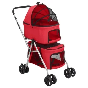 Folding double dog stroller red oxford fabric 83x48x97 cm by vidaXL, pet strollers - Ref: Foro24-172206, Price: 163,36 €, Dis...