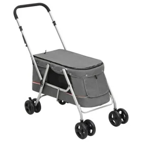 Folding dog stroller gray linen fabric 100x49x96 cm by vidaXL, pet strollers - Ref: Foro24-172203, Price: 114,62 €, Discount: %