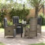 Conjunto de Comedor de Jardín con cojín 5 pcs Gris Poliratán