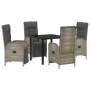 Conjunto de Comedor de Jardín con cojín 5 pcs Gris Poliratán