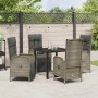 Conjunto de Comedor de Jardín con cojín 5 pcs Gris Poliratán