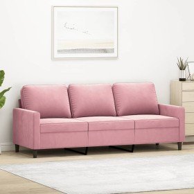 Sofá de 3 plazas terciopelo rosa 180 cm