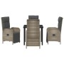 Conjunto de Comedor de Jardín con cojín 5 pcs Gris Poliratán