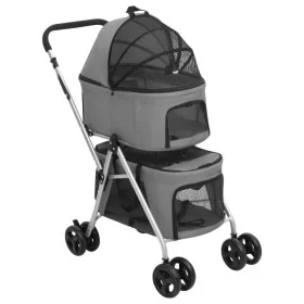 Folding double dog stroller, gray Oxford fabric, 83x48x97cm by vidaXL, pet strollers - Ref: Foro24-172205, Price: 153,88 €, D...