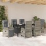 Conjunto de Comedor de Jardín con cojín 7 pcs Gris Poliratán