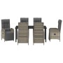 Conjunto de Comedor de Jardín con cojín 7 pcs Gris Poliratán