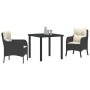 Conjunto de Comedor de Jardín con cojín 3 pcs Negro Poliratán