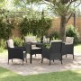 Conjunto de Comedor de Jardín con cojín 5 pcs Negro Poliratán