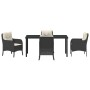Conjunto de Comedor de Jardín con cojín 5 pcs Negro Poliratán
