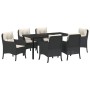 Conjunto de Comedor de Jardín con cojín 7 pcs Negro Poliratán