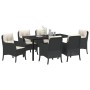 Conjunto de Comedor de Jardín con cojín 7 pcs Negro Poliratán