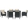 Conjunto de Comedor de Jardín con cojín 7 pcs Negro Poliratán