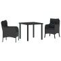 Conjunto de Comedor de Jardín con cojín 3 pcs Negro Poliratán