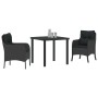 Conjunto de Comedor de Jardín con cojín 3 pcs Negro Poliratán