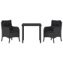 Conjunto de Comedor de Jardín con cojín 3 pcs Negro Poliratán