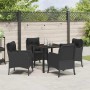 Conjunto de Comedor de Jardín con cojín 5 pcs Negro Poliratán