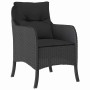 Conjunto de Comedor de Jardín con cojín 5 pcs Negro Poliratán