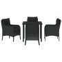 Conjunto de Comedor de Jardín con cojín 5 pcs Negro Poliratán