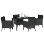 Conjunto de Comedor de Jardín con cojín 5 pcs Negro Poliratán