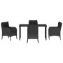 Conjunto de Comedor de Jardín con cojín 5 pcs Negro Poliratán