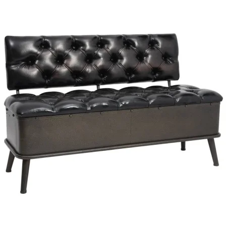 Banco de almacenaje con respaldo cuero sintético negro 110 cm by vidaXL, Benches for halls and storage - Ref: Foro24-339297, ...