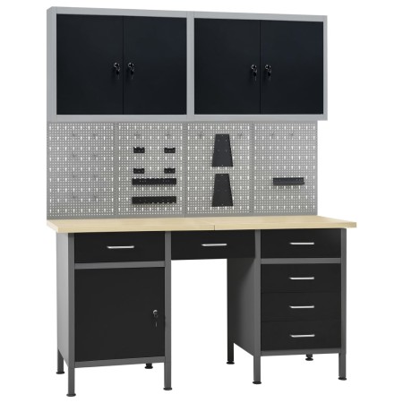 Werkbank mit vier Wandpaneelen und zwei Schränken von vidaXL, Arbeitstische - Ref: Foro24-3053434, Preis: 698,09 €, Rabatt: %