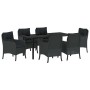 Conjunto de Comedor de Jardín con cojín 7 pcs Negro Poliratán