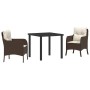 Conjunto de Comedor de Jardín con cojín 3 pcs Marrón Poliratán
