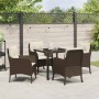 Conjunto de Comedor de Jardín con cojín 5 pcs Marrón Poliratán
