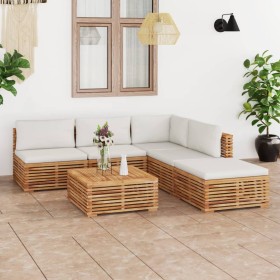 Muebles de jardín 6 piezas madera maciza teca con 