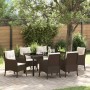 Conjunto de Comedor de Jardín con cojín 7 pcs Marrón Poliratán