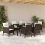 Conjunto de Comedor de Jardín con cojín 7 pcs Marrón Poliratán