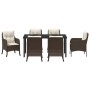 Conjunto de Comedor de Jardín con cojín 7 pcs Marrón Poliratán