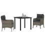 Conjunto de Comedor de Jardín con cojín 3 pcs Gris Poliratán