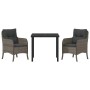 Conjunto de Comedor de Jardín con cojín 3 pcs Gris Poliratán