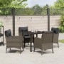 Conjunto de Comedor de Jardín con cojín 5 pcs Gris Poliratán