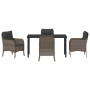 Conjunto de Comedor de Jardín con cojín 5 pcs Gris Poliratán