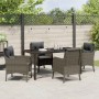 Conjunto de Comedor de Jardín con cojín 5 pcs Gris Poliratán
