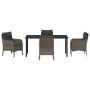 Conjunto de Comedor de Jardín con cojín 5 pcs Gris Poliratán