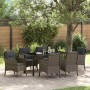 Conjunto de Comedor de Jardín con cojín 7 pcs Gris Poliratán