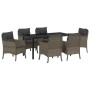Conjunto de Comedor de Jardín con cojín 7 pcs Gris Poliratán