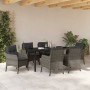 Conjunto de Comedor de Jardín con cojín 7 pcs Gris Poliratán
